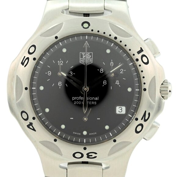 Vintage Men's Tag Heuer 39mm Kirium Black Dial Chronograph Watch! Ref: CL1110-0! - Picture 1 of 12